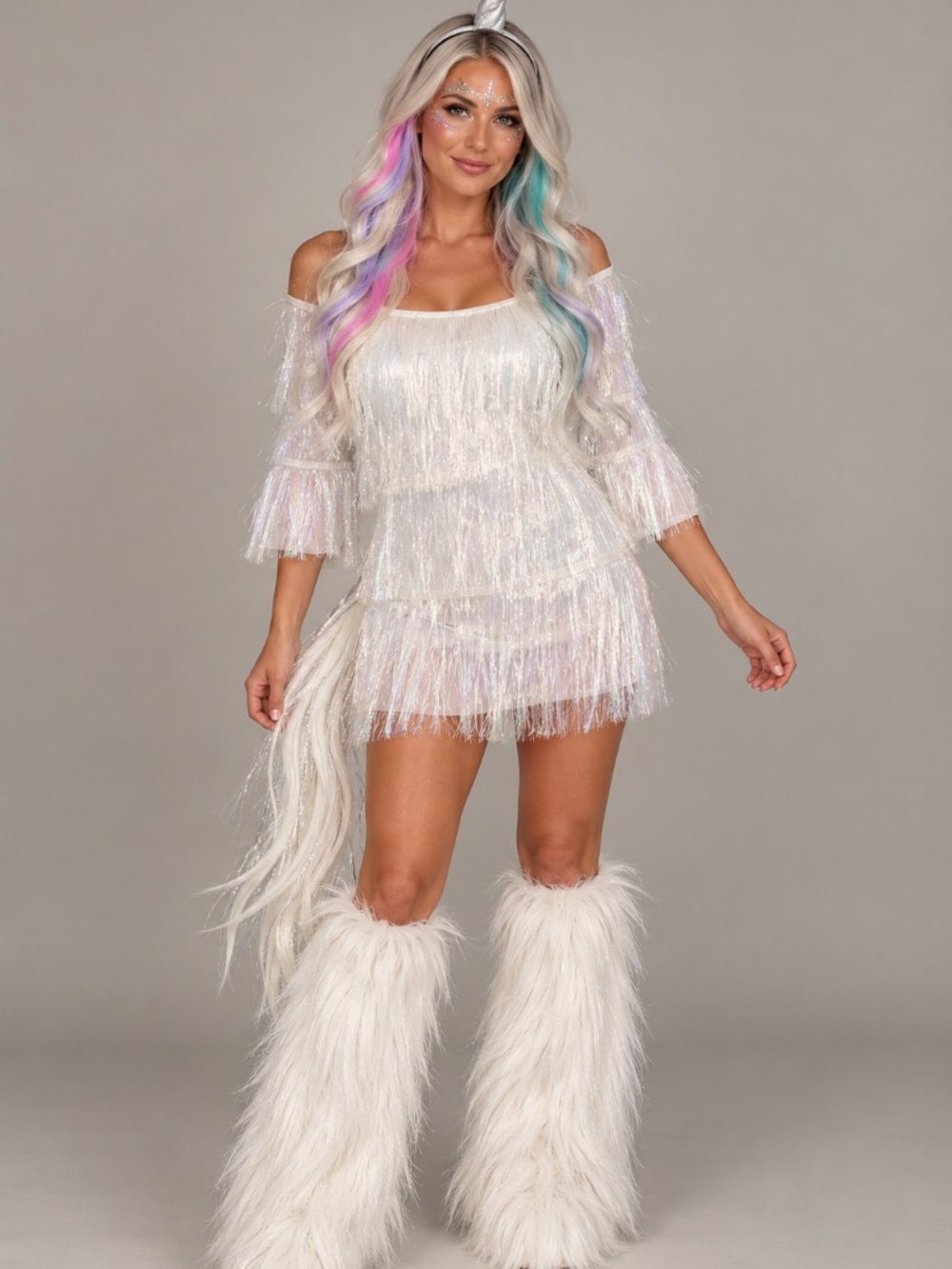 DIY Unicorn Halloween Costume – 5 Piece White & Silver Fantasy Outfit